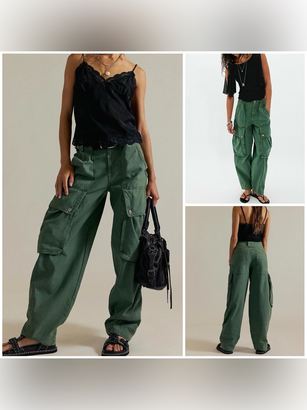 NWOT Free People We The Free Brentwood Slouchy Cargo Pants - green - 2